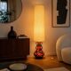 Orange ceramic sun lamp with jute fabric from the 1970s.