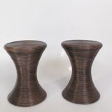 Two Vintage TomTom Stools in Rattan
