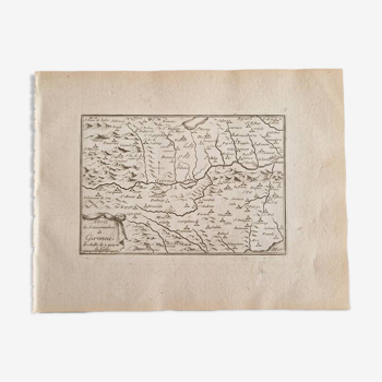 17th century copper engraving "Map of the government of Girona" By Pontault de Beaulieu