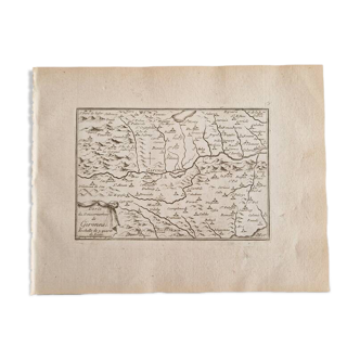 Gravure sur cuivre XVIIème siècle "Carte du gouvernement de Girone", par Pontault de Beaulieu