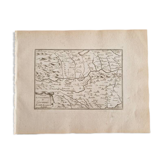 17th century copper engraving "Map of the government of Girona" By Pontault de Beaulieu