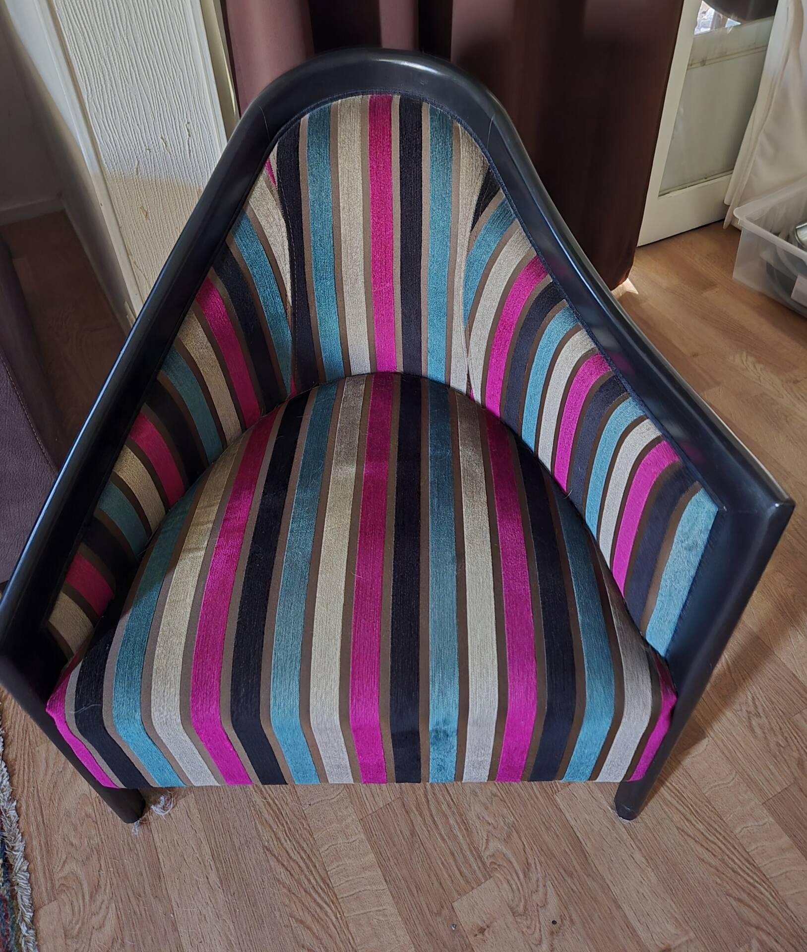 Fauteuil Cabriolet Roche Bobois « Profil » — Velours à Rayures Multico
