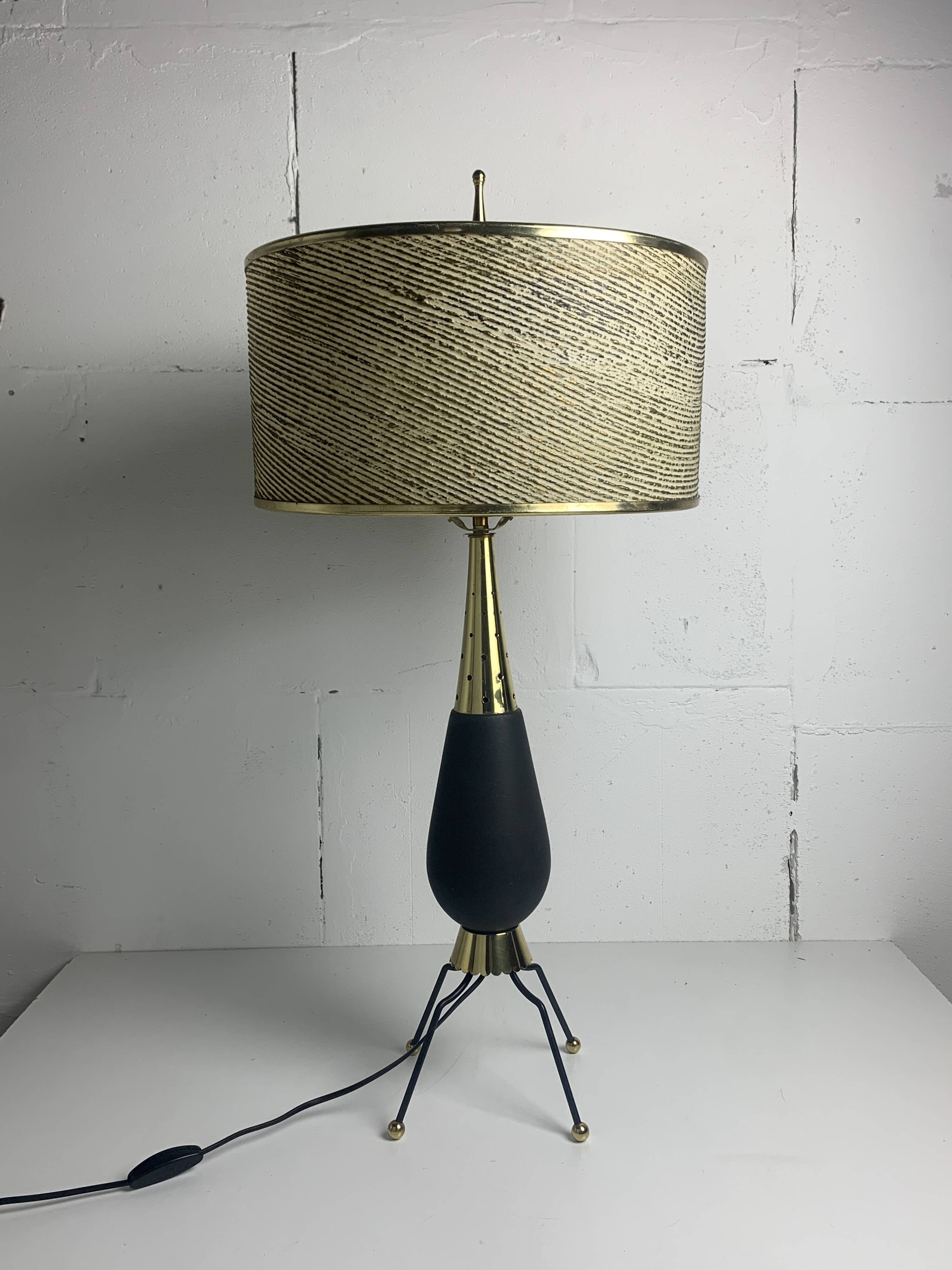 Large midcentury sputnik Stilnovo style brass table lamp, US 1950s