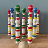 Old painted wooden bowling game