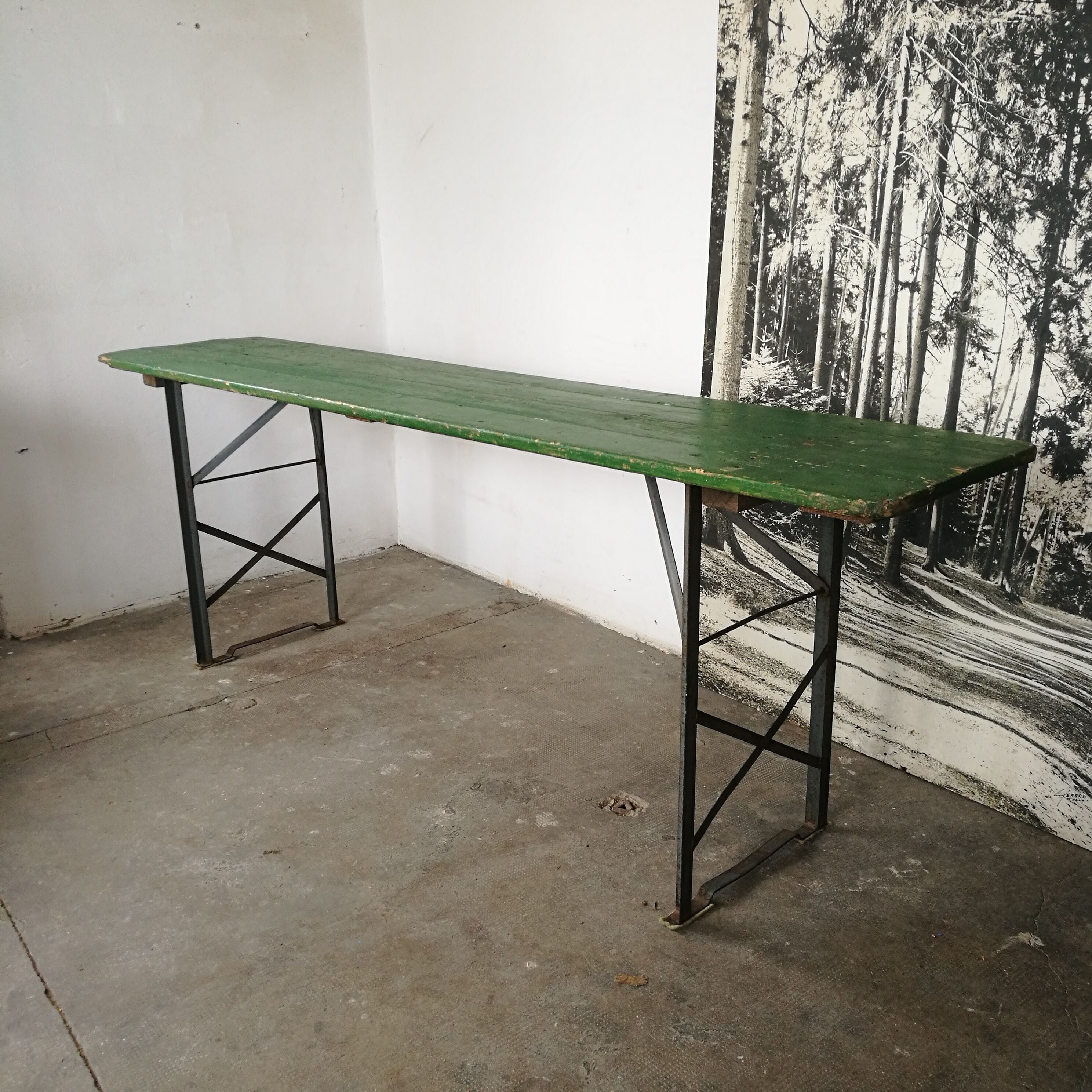 Folding brewery table
