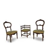 2 chaises et 1 chaise de coin italiennes, années 1950