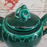 Coffee or tea set 14 pieces in emerald green earthenware José Pobert