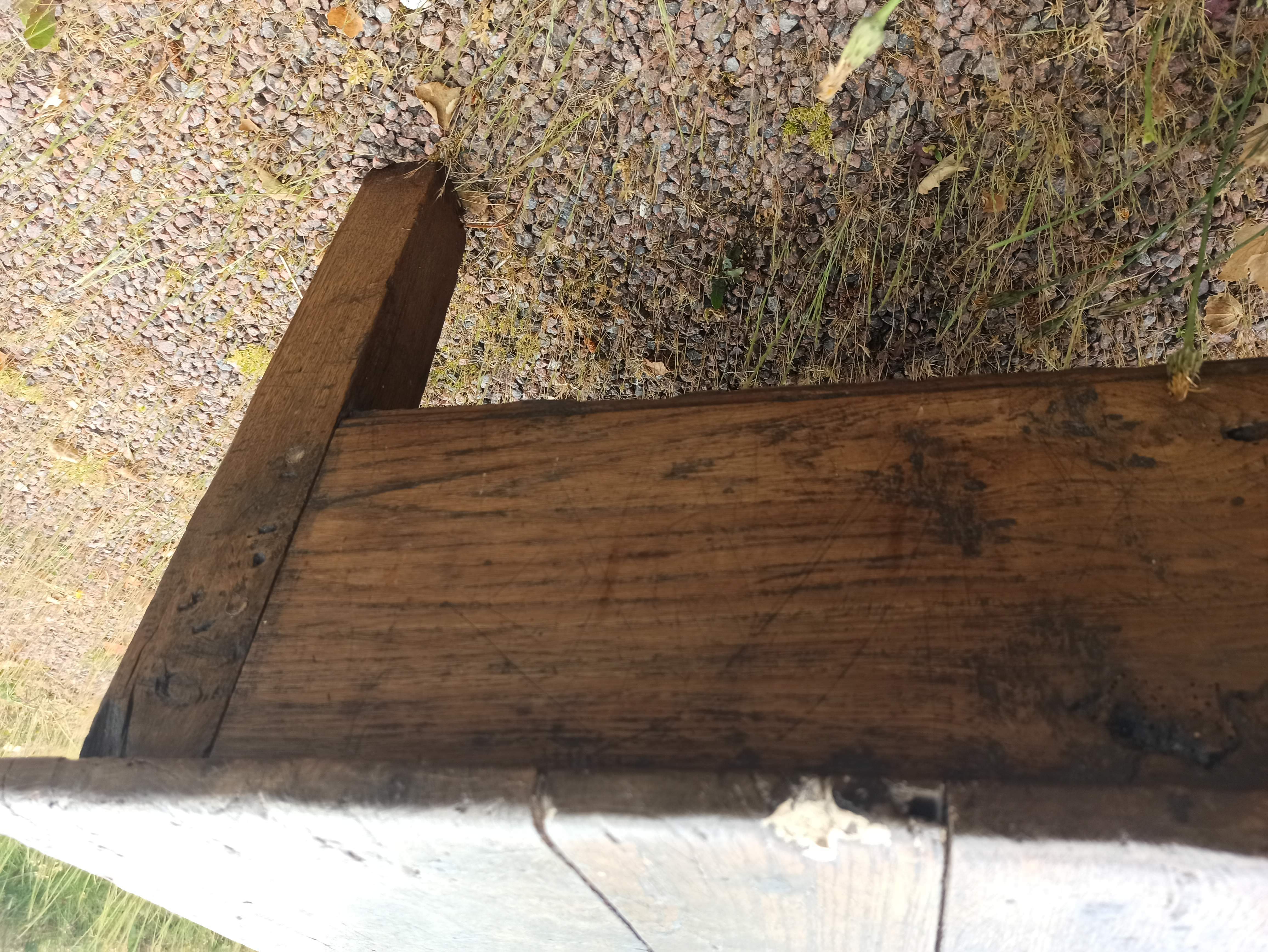 Rustic solid oak coffee table farmhouse initials J C