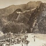 Old photography stereo, stereograph, luxury albumine 1903 Great Wall of China