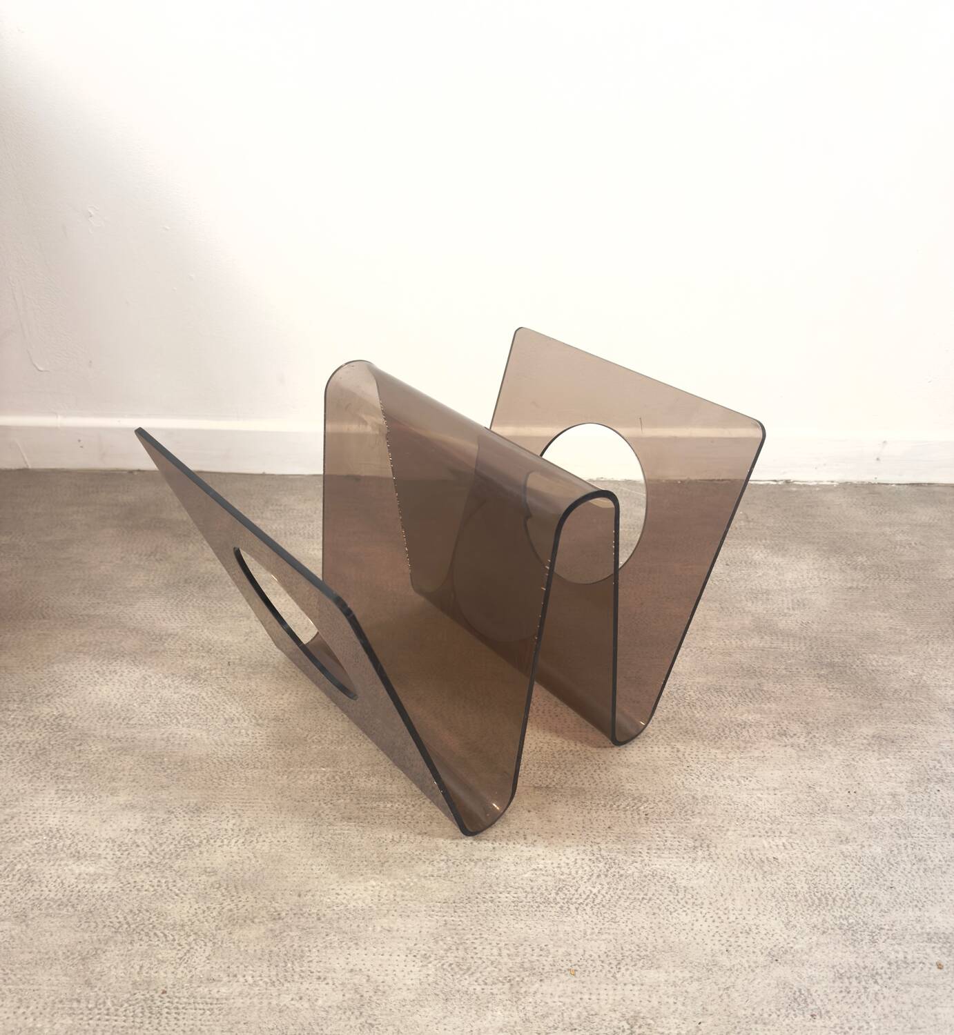 Michel Dumas smoked plexiglass magazine rack