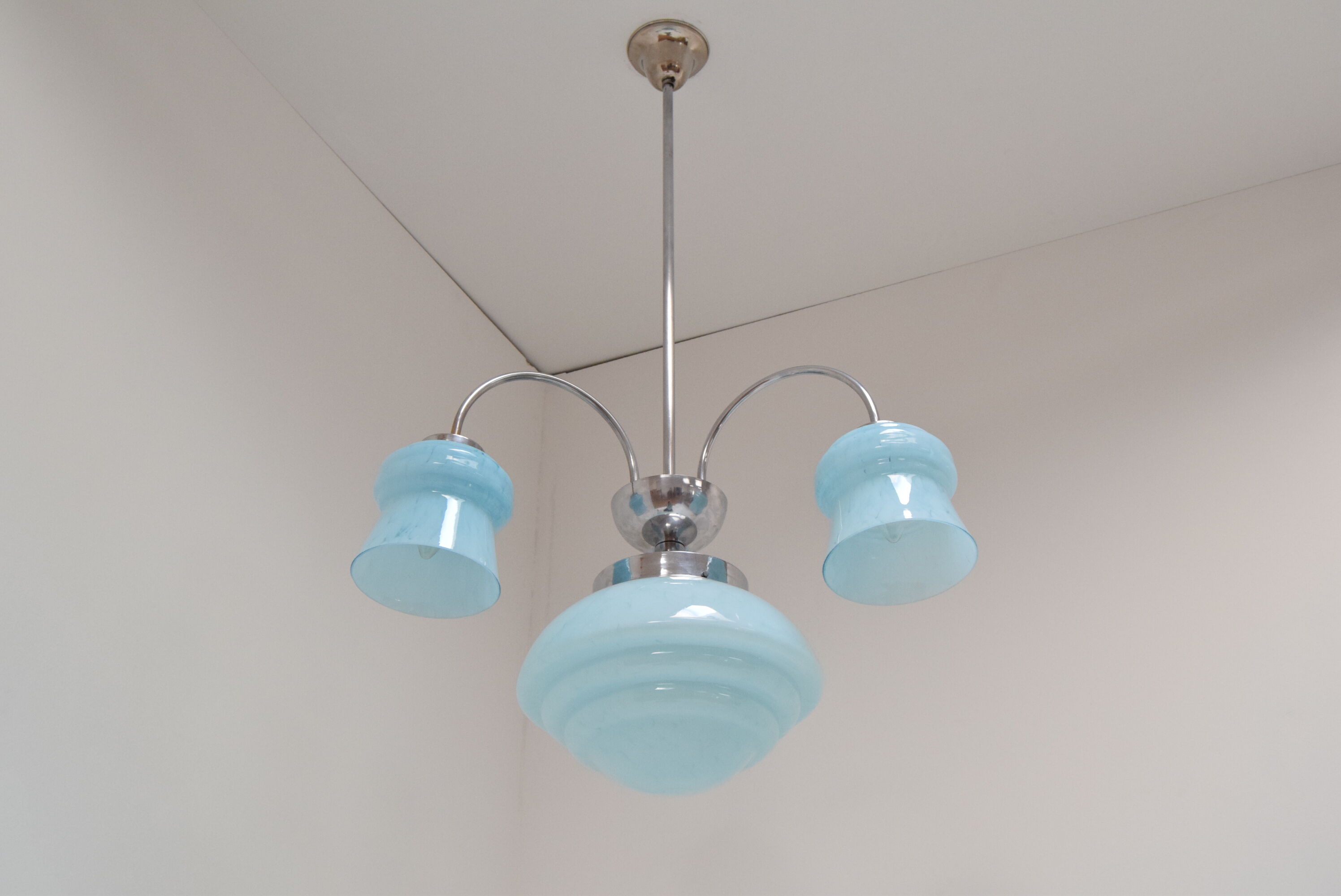 Art deco chrome chandelier 1930's