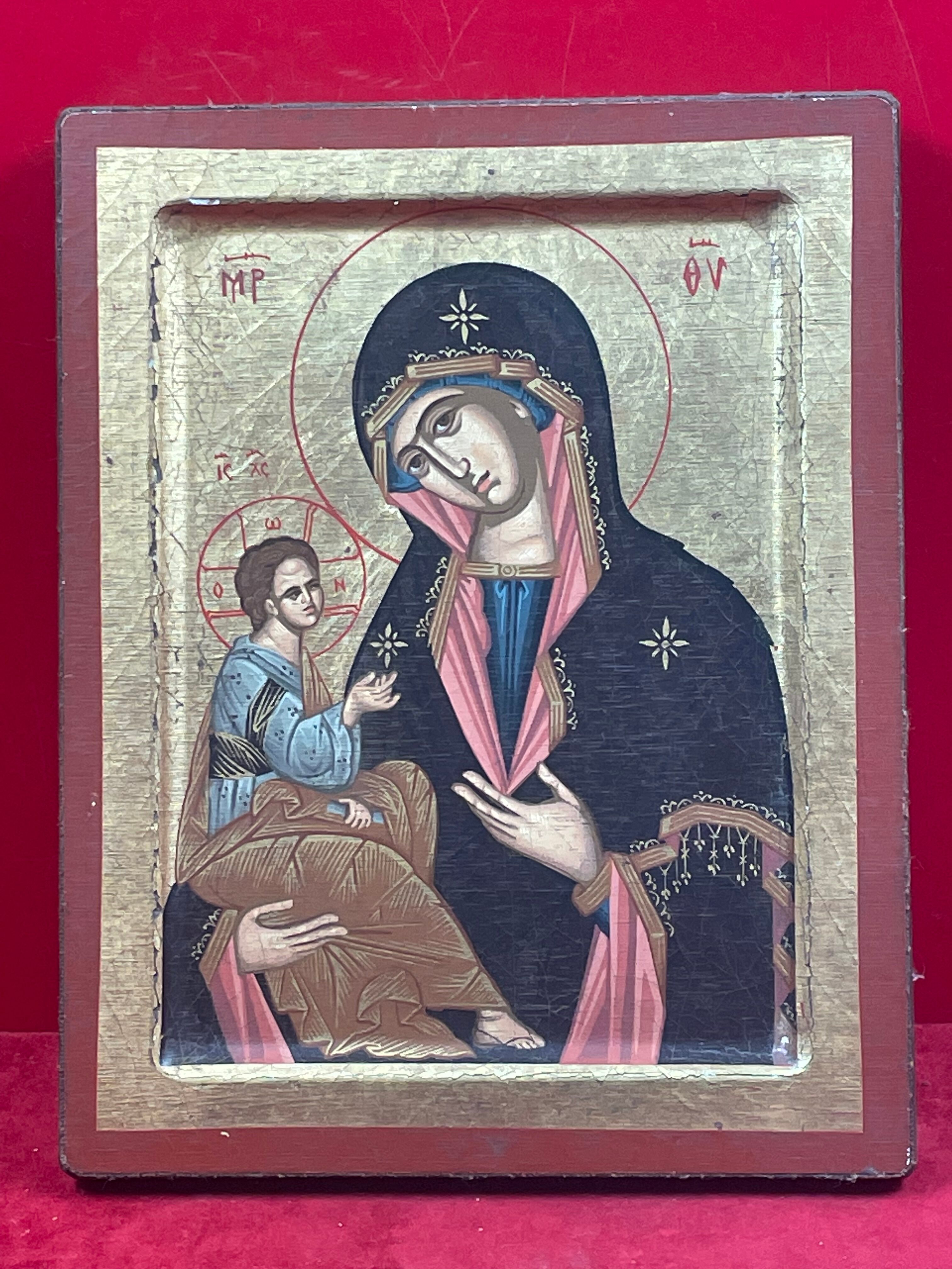 Icon oilcloth on wood, polychrome and twentieth gold, hand painted