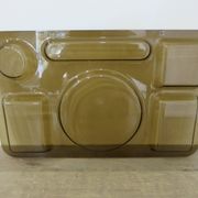 Set of 3 Guzzini trays, in smoked transparent ABS, 1970, Italy, vintage