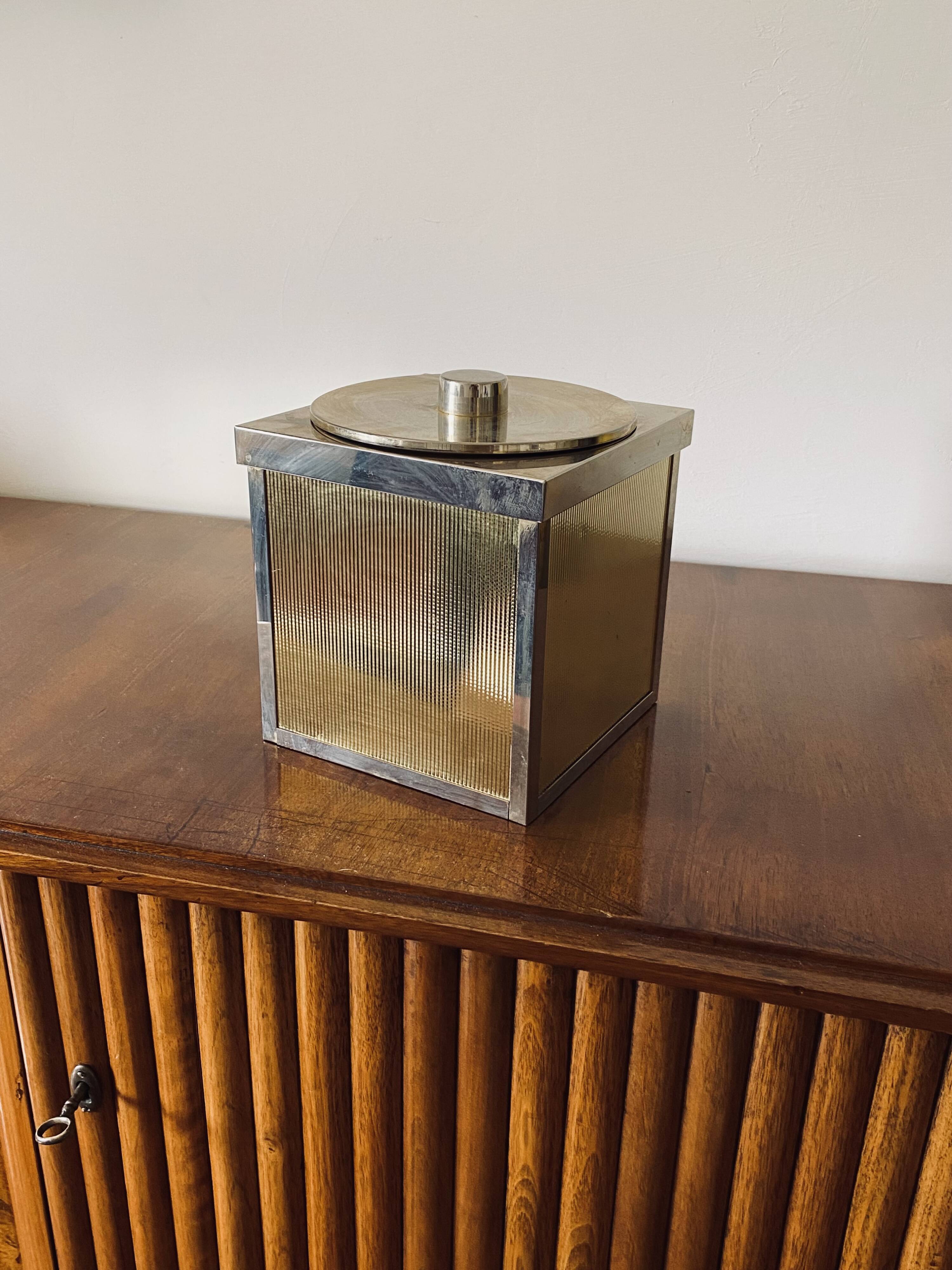 Hollywood regency golden Ice Bucket, Italy, ca. 1970s