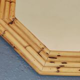 87 x 72 - Large octagonal bamboo rattan wood mirror