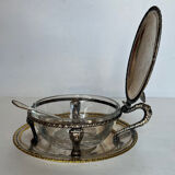 Glass and silver-plated sugar bowl