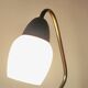 Small vintage bedside lamp in red metal, glass and brass