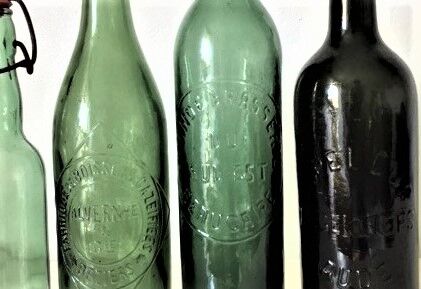 4 bottles Brasserie green glass