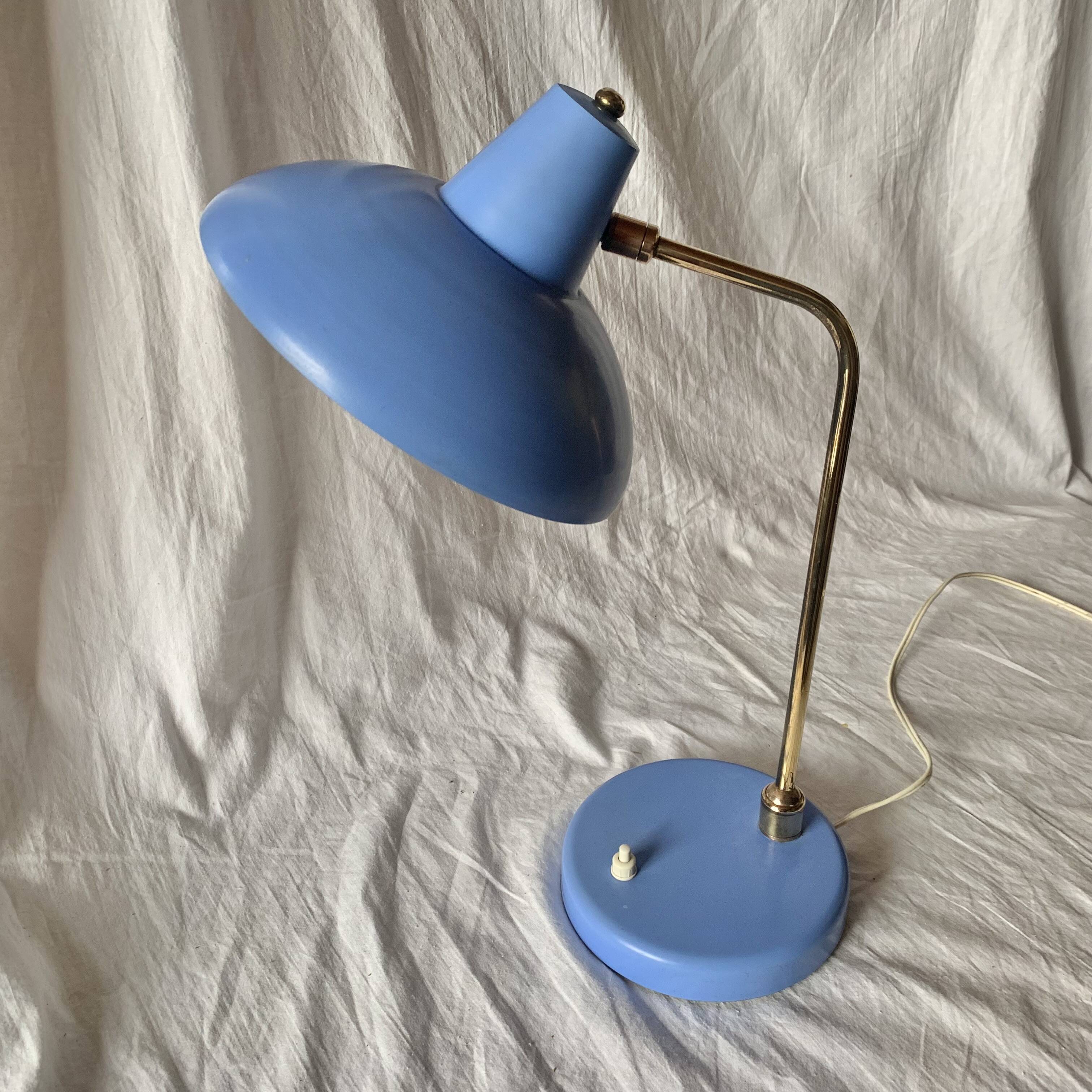 Lampe en métal bleu, 1960