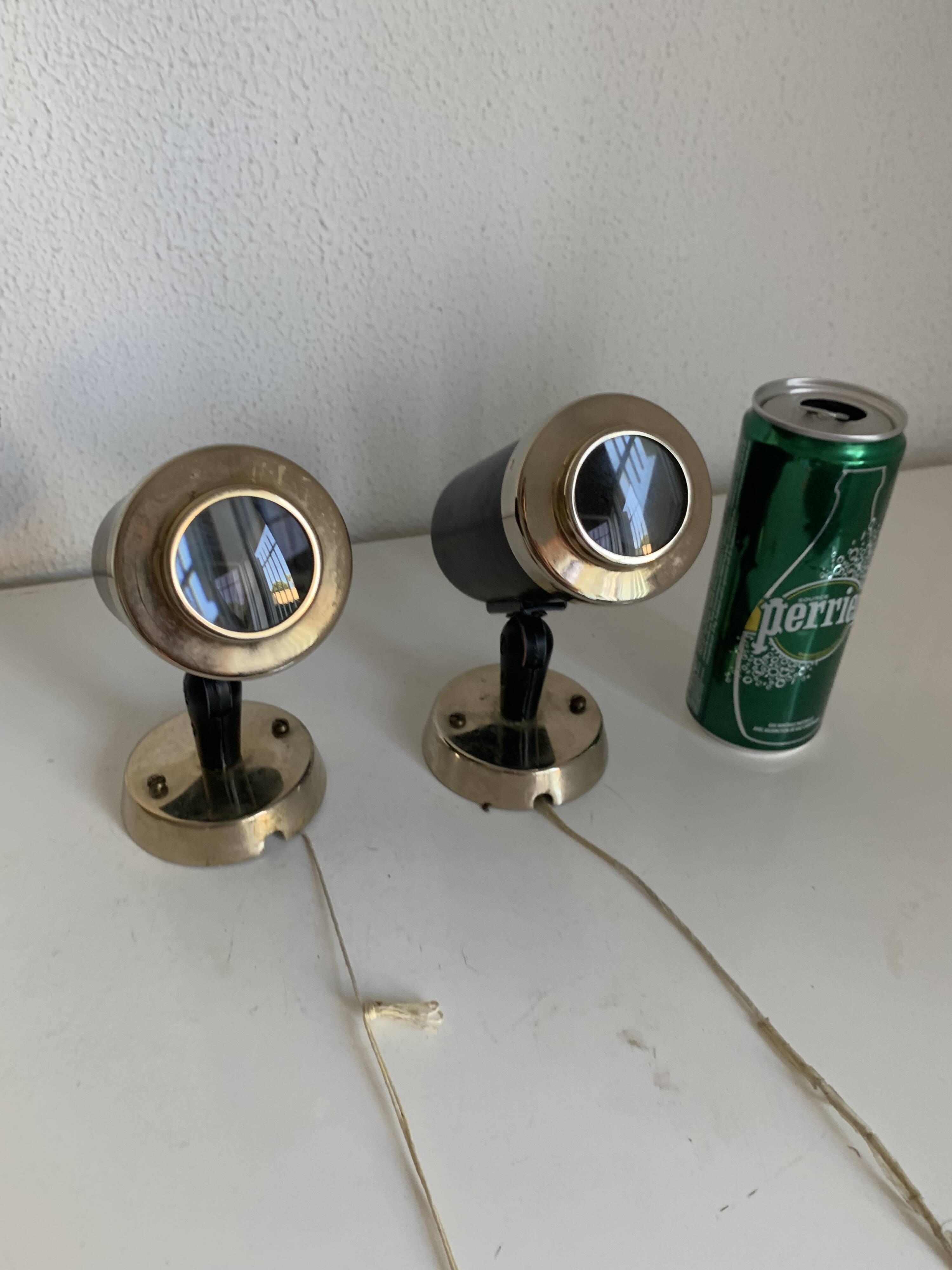 Pair of vintage 1950s Lita Zodiac spotlights by Jacques Biny, black and gold - 16 x 13