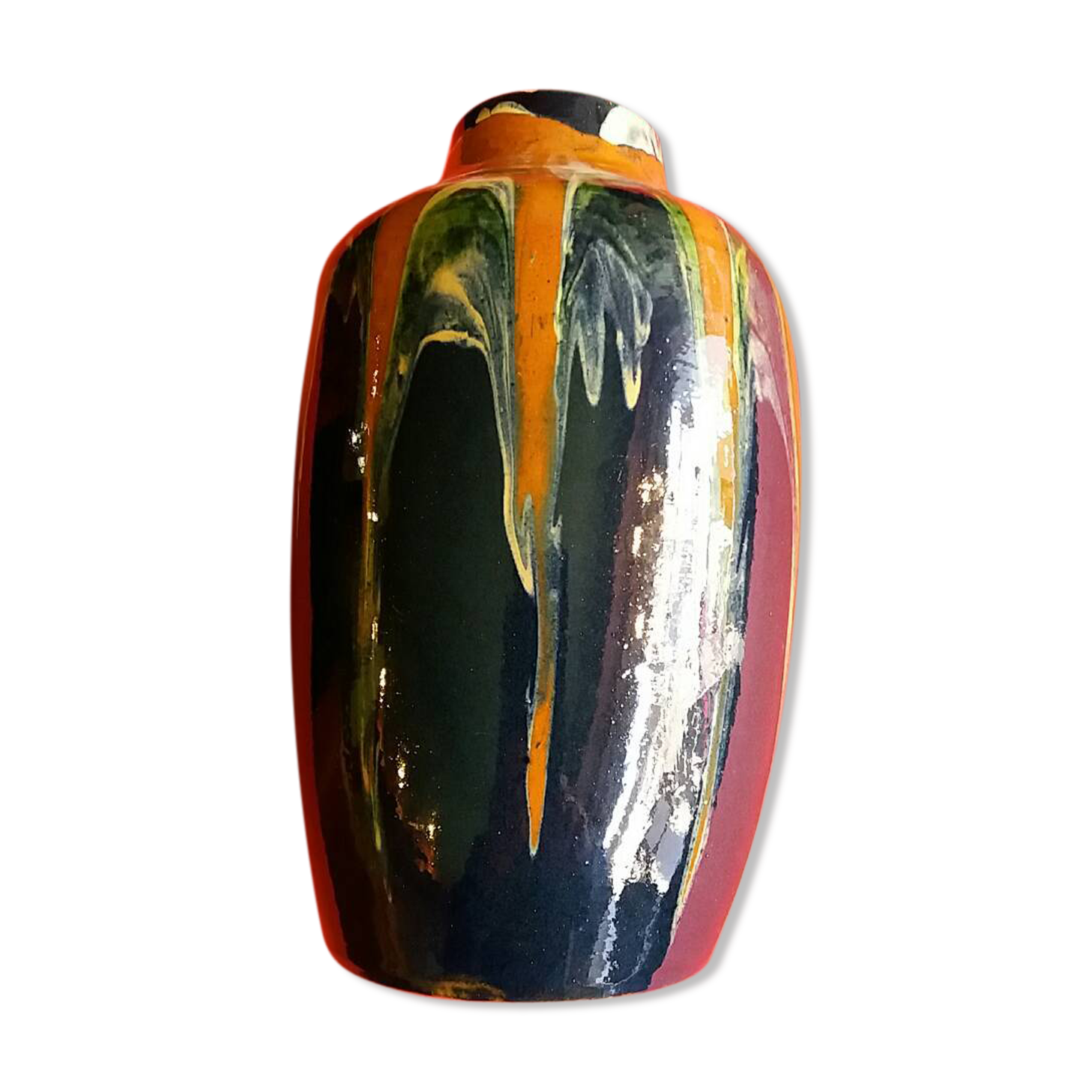 Savoyard pottery vase, signed and numbered