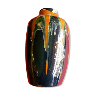 Savoyard pottery vase, signed and numbered