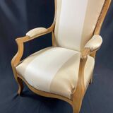 19th century Voltaire armchair in blond beech, Louis-Philippe period
