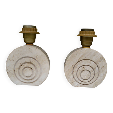 Pair of travertine lamps from the 1970s.