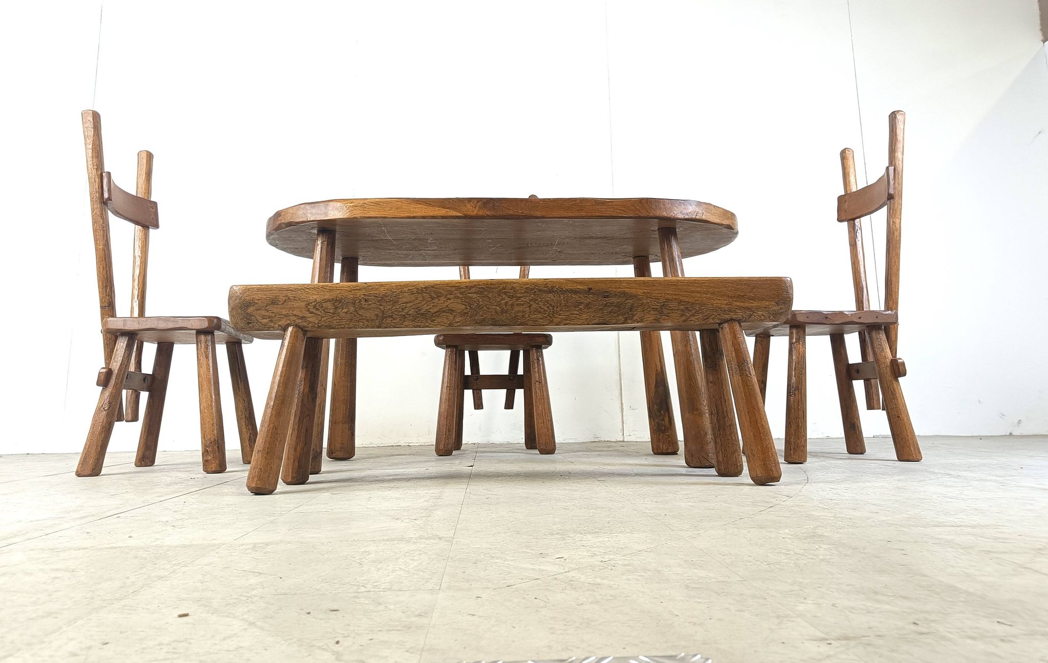 Vintage brutalist dining set, 1960s