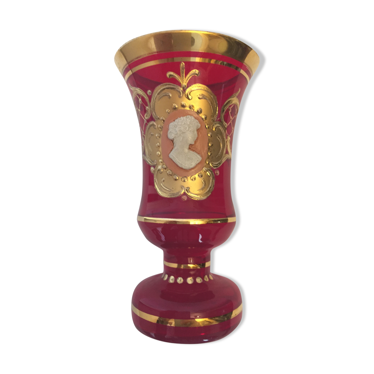 Small colored glass vase