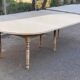 Renovated round extendable dining table with flaps, 6 extensions, 300cm.
