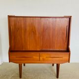 Vintage Danish mid-century teak bar cabinet 1960