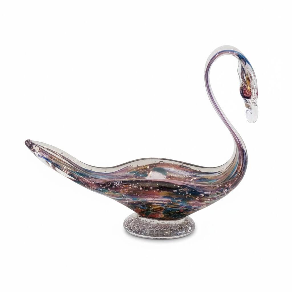 Mid-century Murano glass multicolored swan