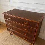 Vintage rattan chest of drawers with 4 drawers