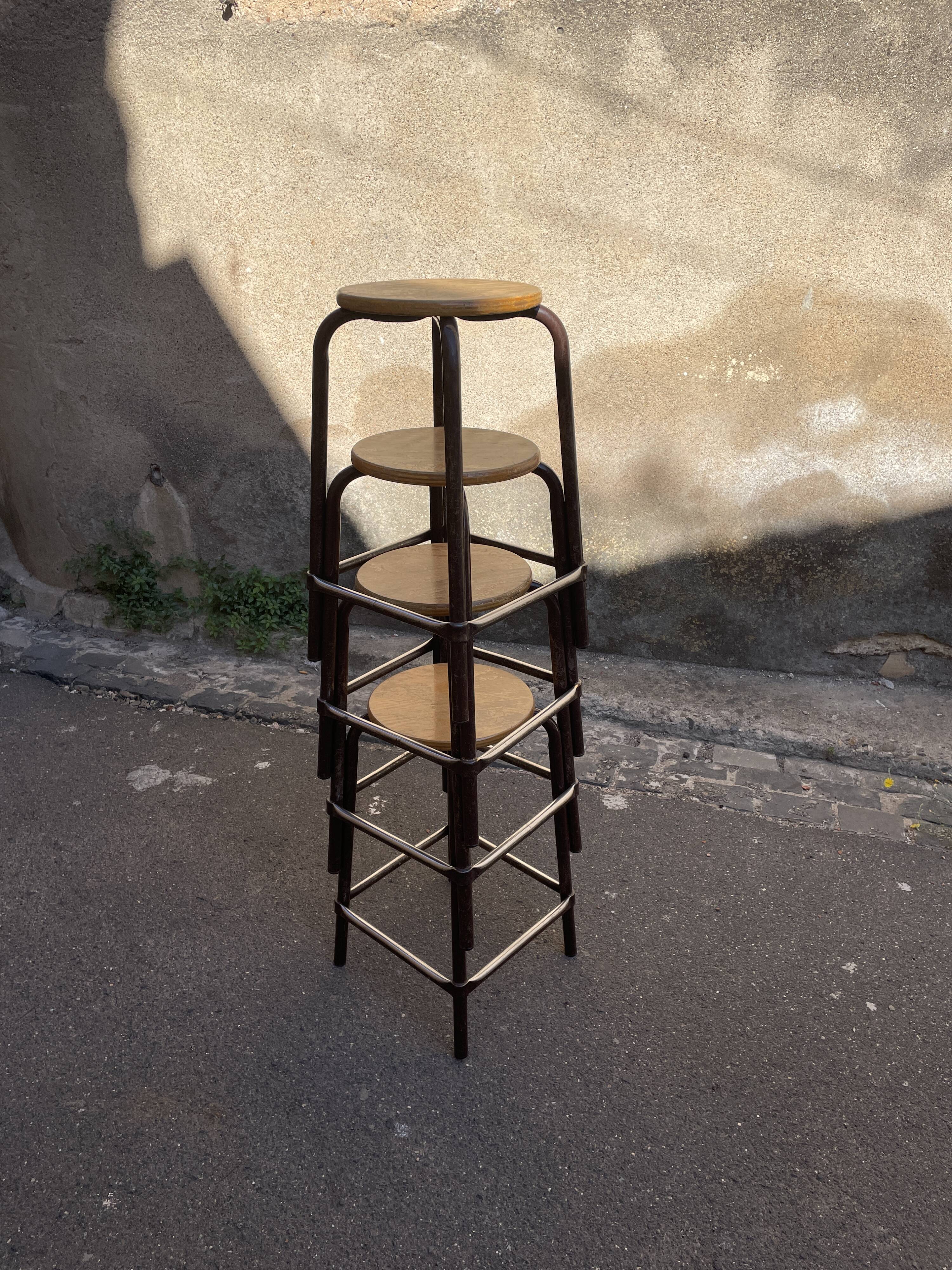 Set of 4 industrial stools