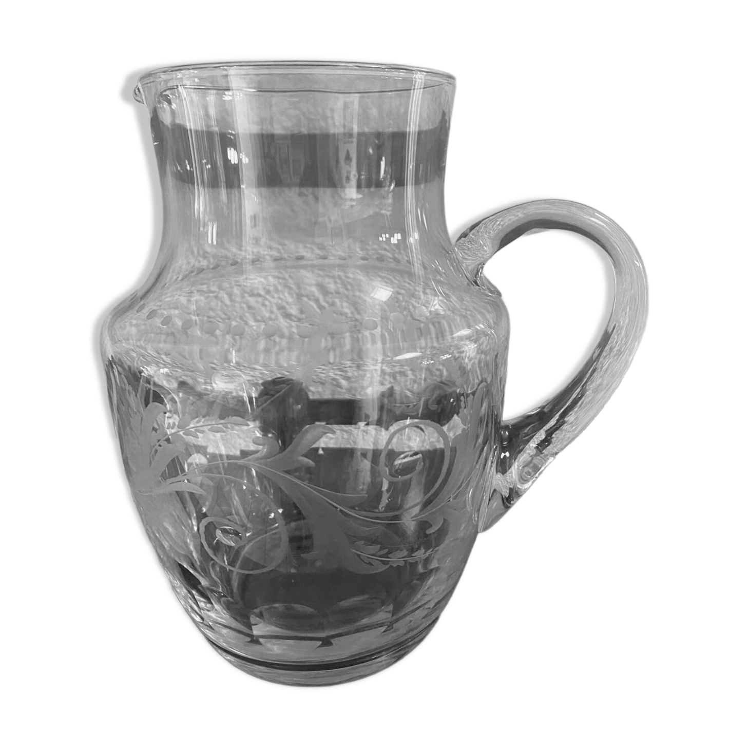 Large engraved crystal jug for orangeade