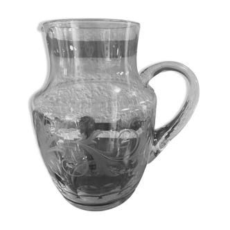 Large engraved crystal jug for orangeade