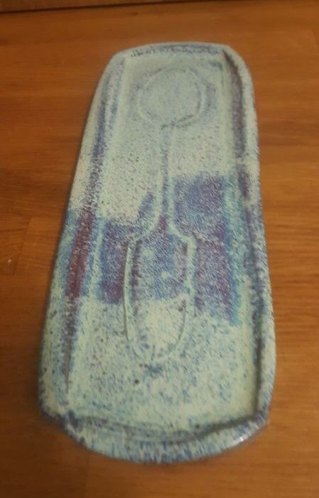 Blue ceramic spoon rest