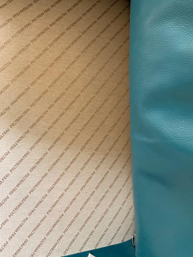 Blue Leather Sofa Oil Poltrona Frau Italy 1980s