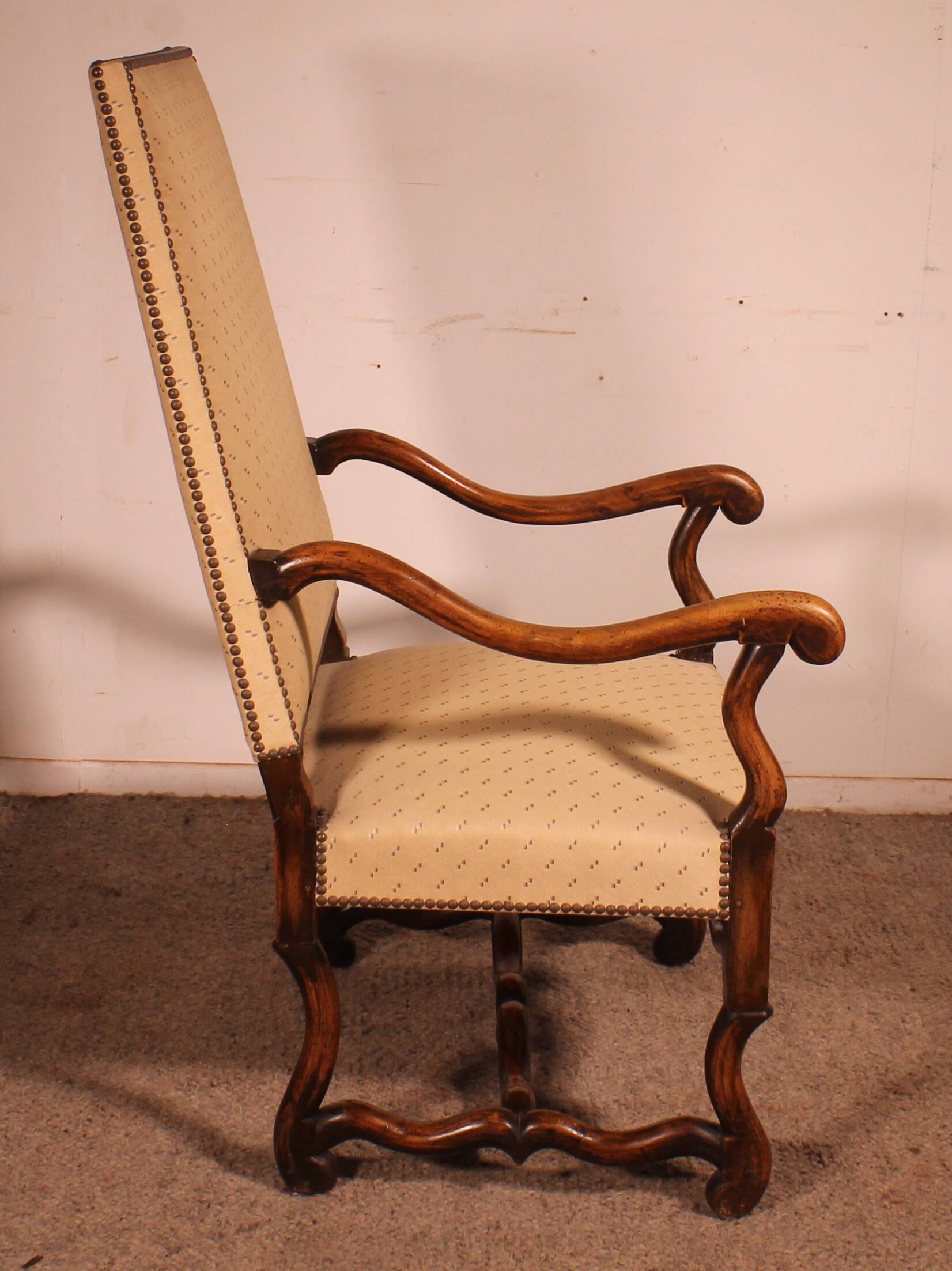 Louis XIV Style Armchairs in Sheep Bone in Walnut - 19th Century