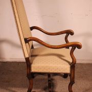 Louis XIV Style Armchairs in Sheep Bone in Walnut - 19th Century