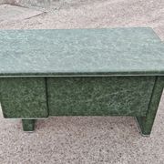 Art Deco or Bauhaus desk in metal covered with leather, Gio Ponti style.