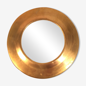Round mirror strapping brass gilded vintage