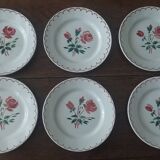 Set of six dessert plates in Badonviller iron earthenware FB year