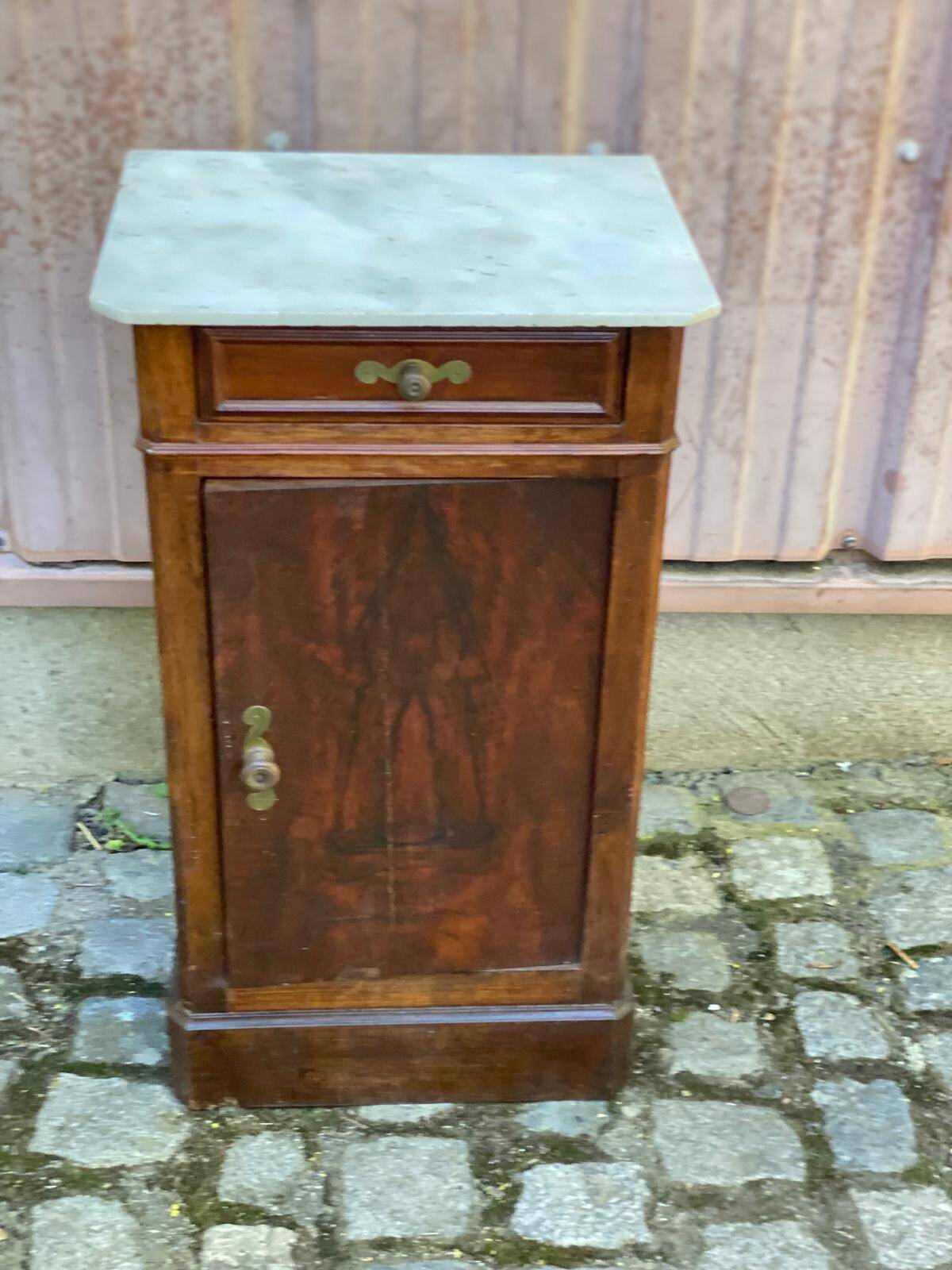 Table de chevet Louis Philippe acajou et marbre blanc du 19ème