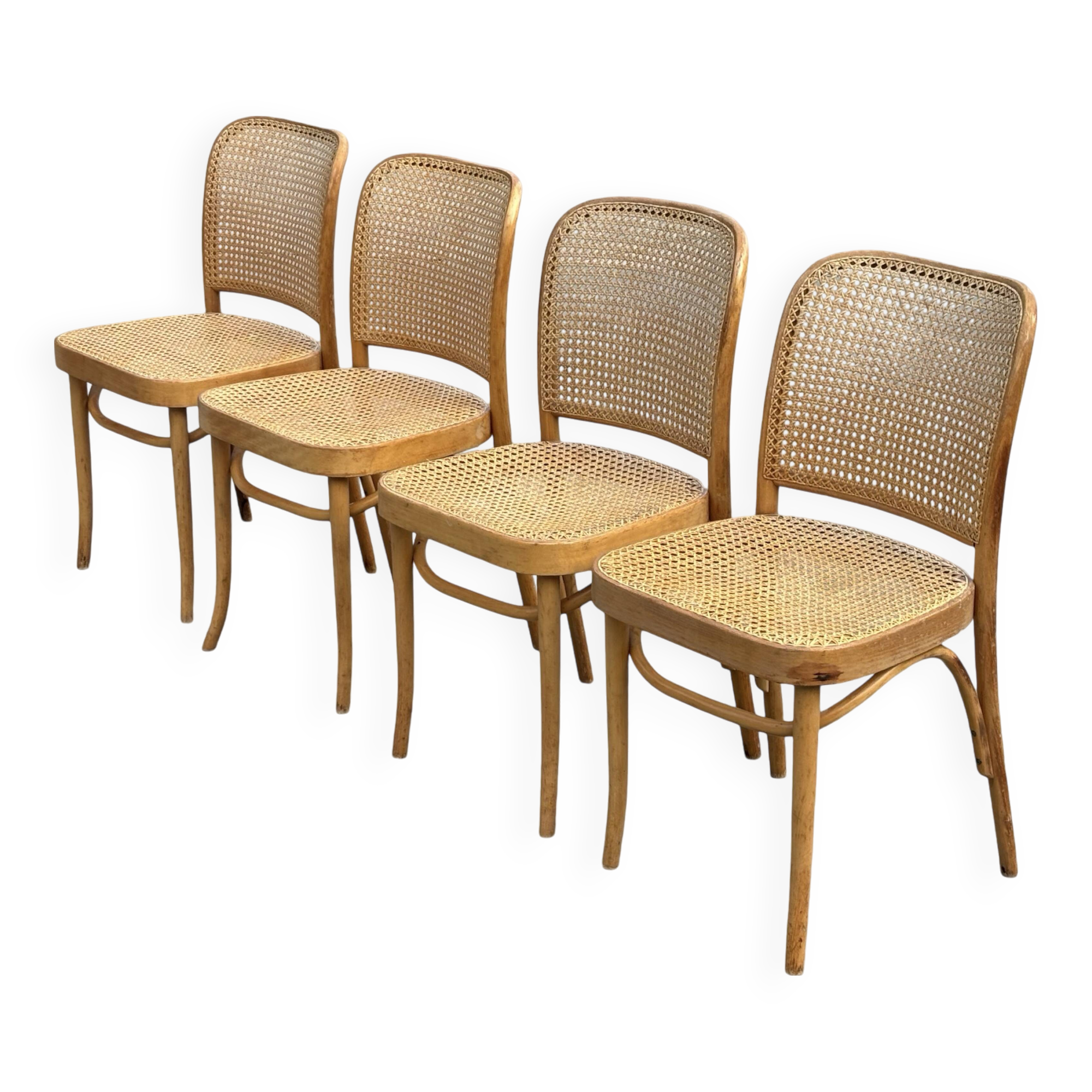 Vintage set of 4 Prague or 811 chairs, FMG Poland, Thonet Josef Hoffmann Design