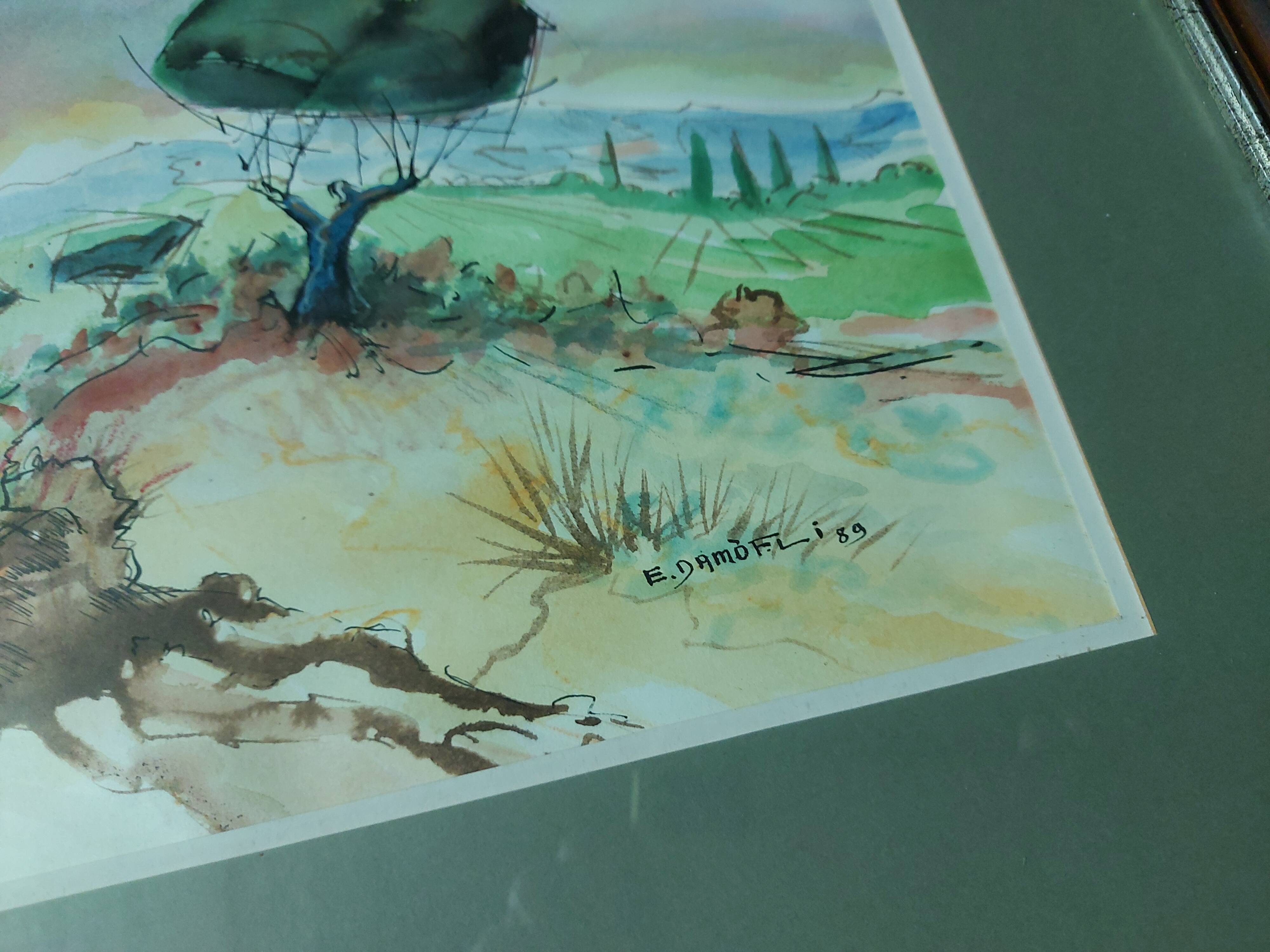 Tableau , aquarelle paysage provencal