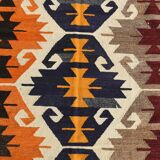8x12 Multicolor Geometric Vintage Kilim Rug, 252x361Cm