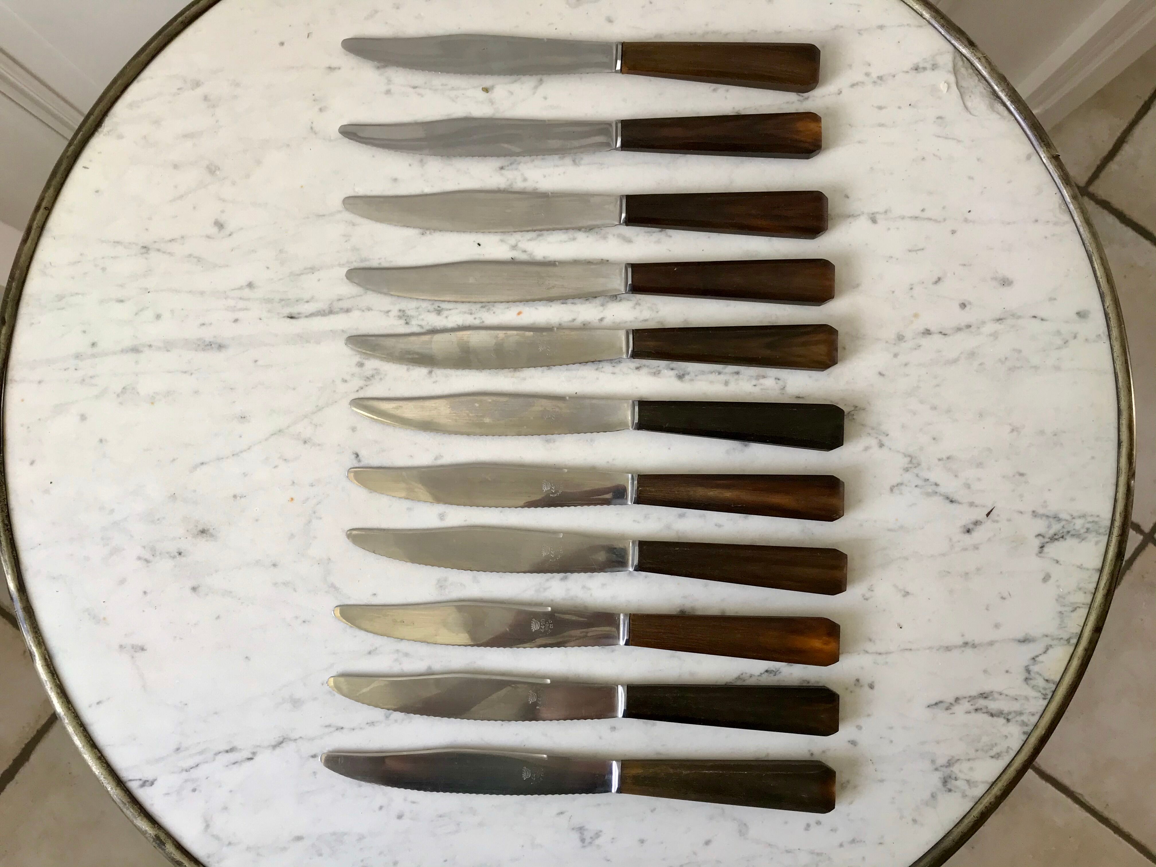 Set of 11 wooden tooth knives made of 50s