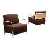 Pair of vintage Calligaris armchairs in metal, Italy, 1980s.